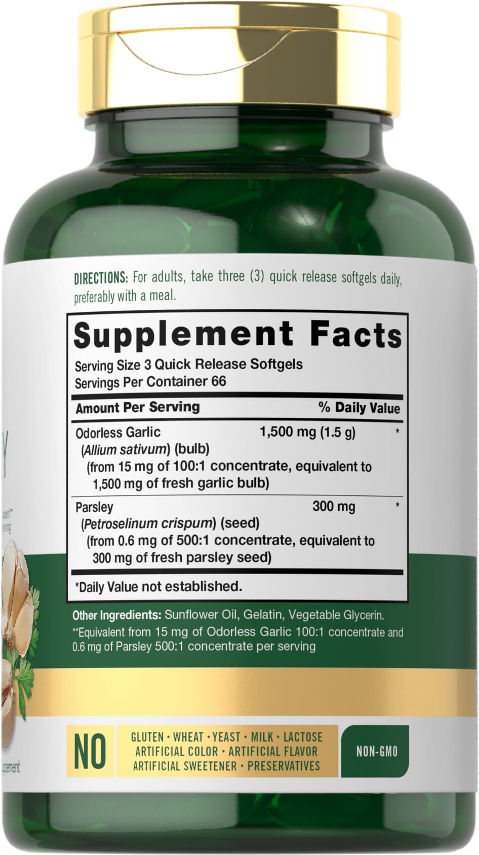 Odorless Garlic & Parsley Supplement 200 Softgels N857349