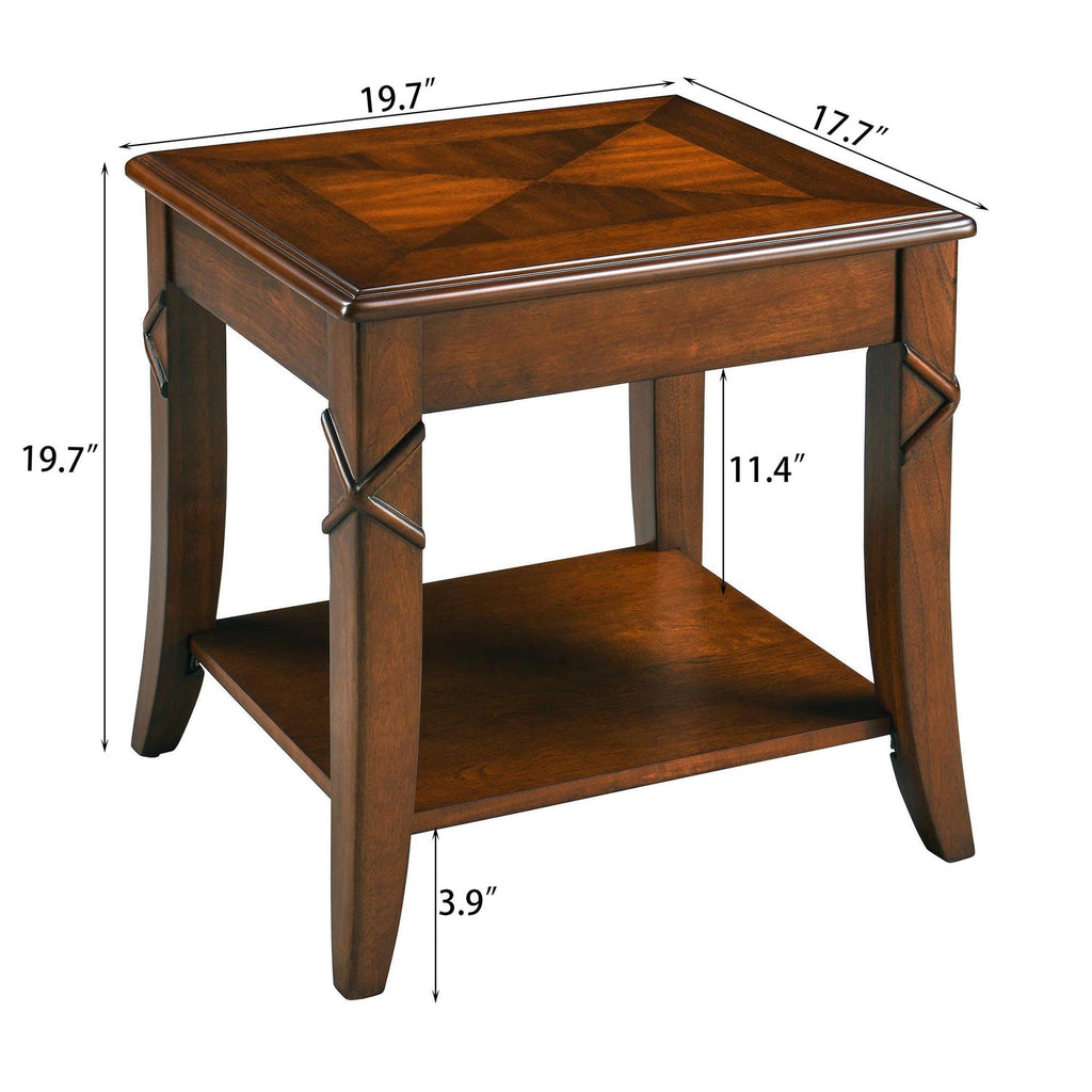 Solid Wood End Table with Storage Shelf Y27407