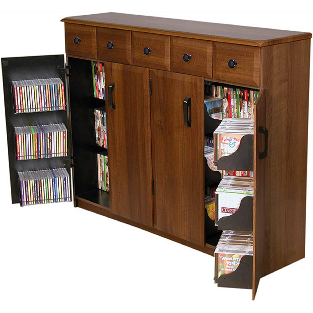 Walnut Media Cabinet with Drawers X936