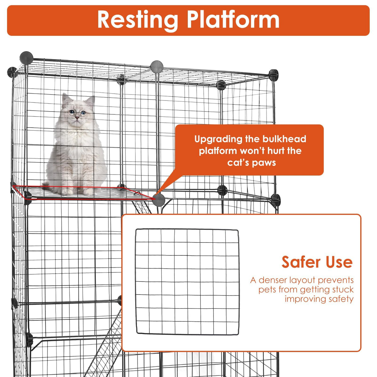 3-Tier Cat Cage with 3 Doors 2 Ramp Ladders Y363122