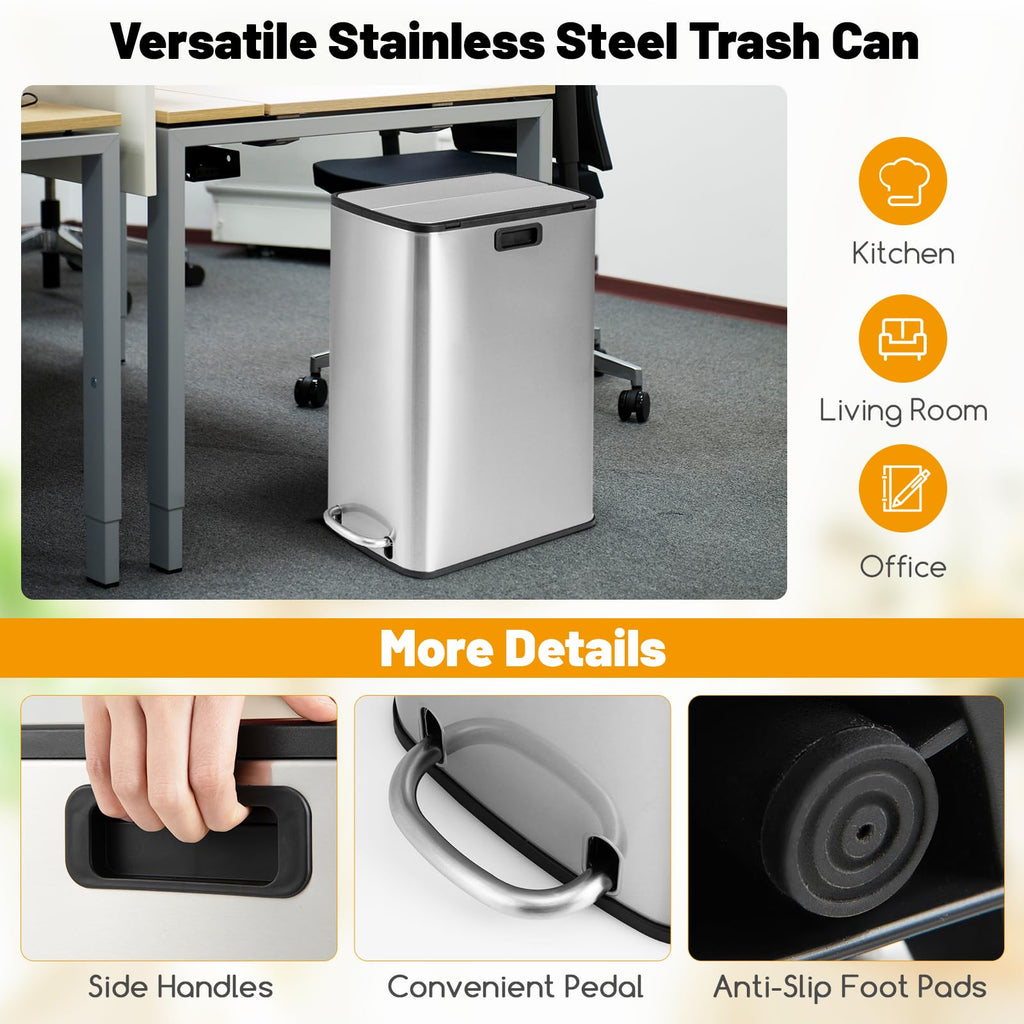 12 Gallon Stainless Steel Kitchen Trash Can K510
