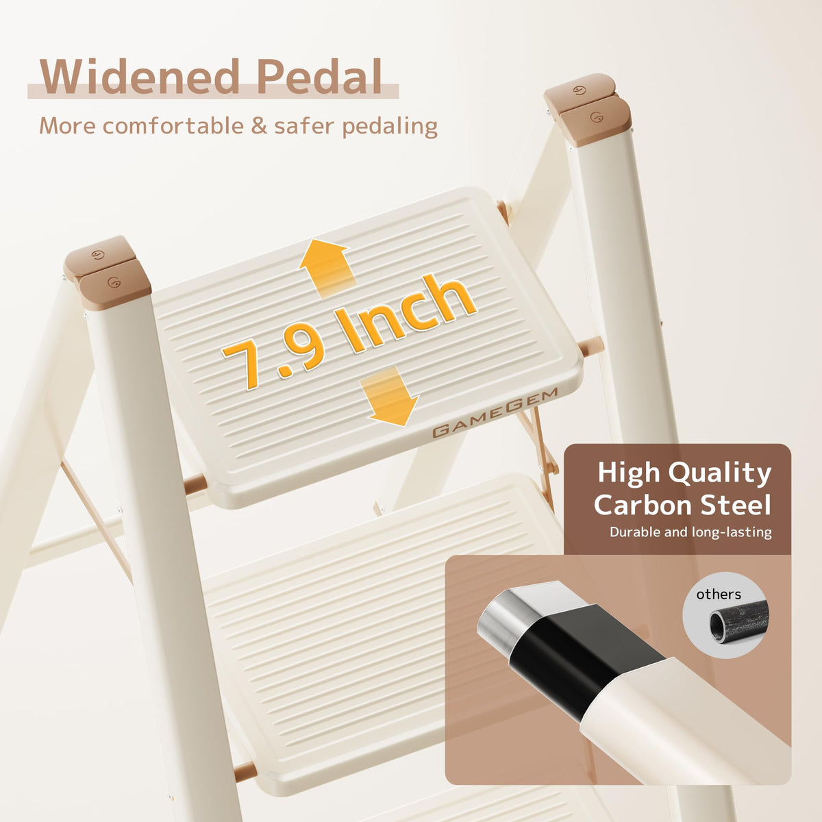 Foldable 3 Step Ladder with Anti-Slip Pedal Y254648
