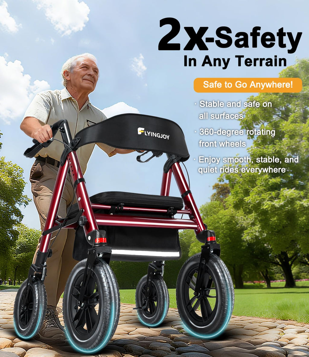 Heavy-Duty Bariatric Rollator Walker with Seat M326358