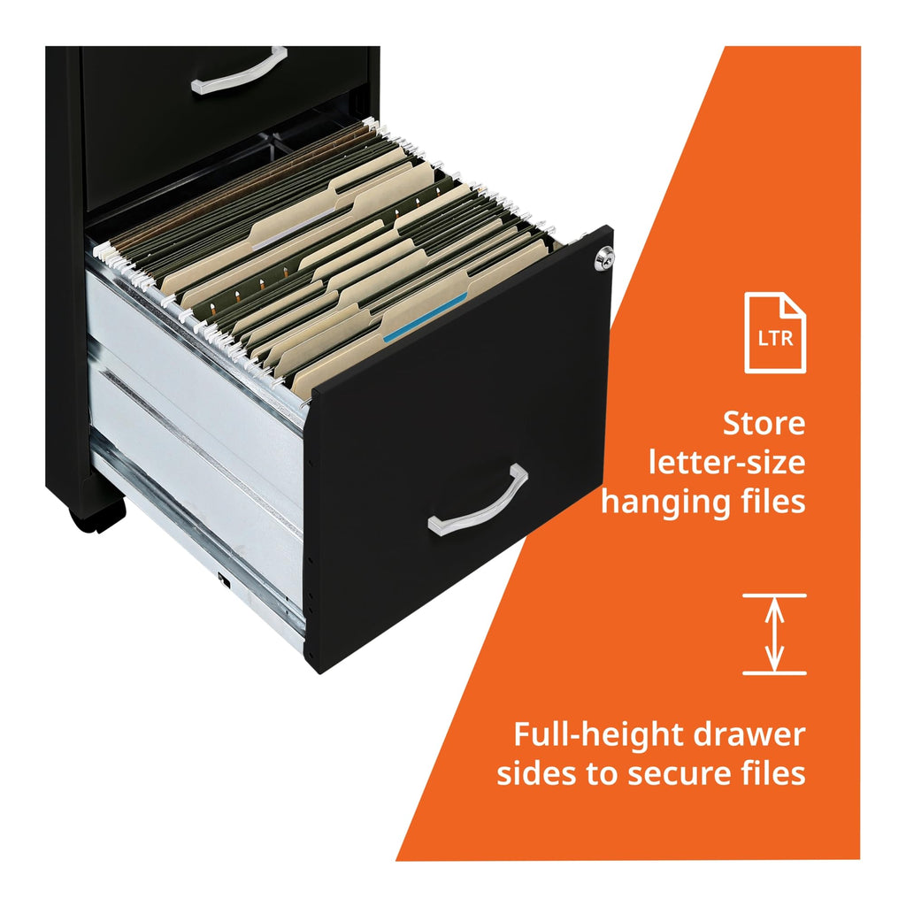 2-Drawer Mobile File Cabinet, Black R886