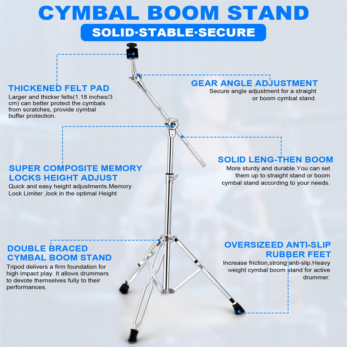 Adjustable 2 Pack Cymbal Boom Stand D941406