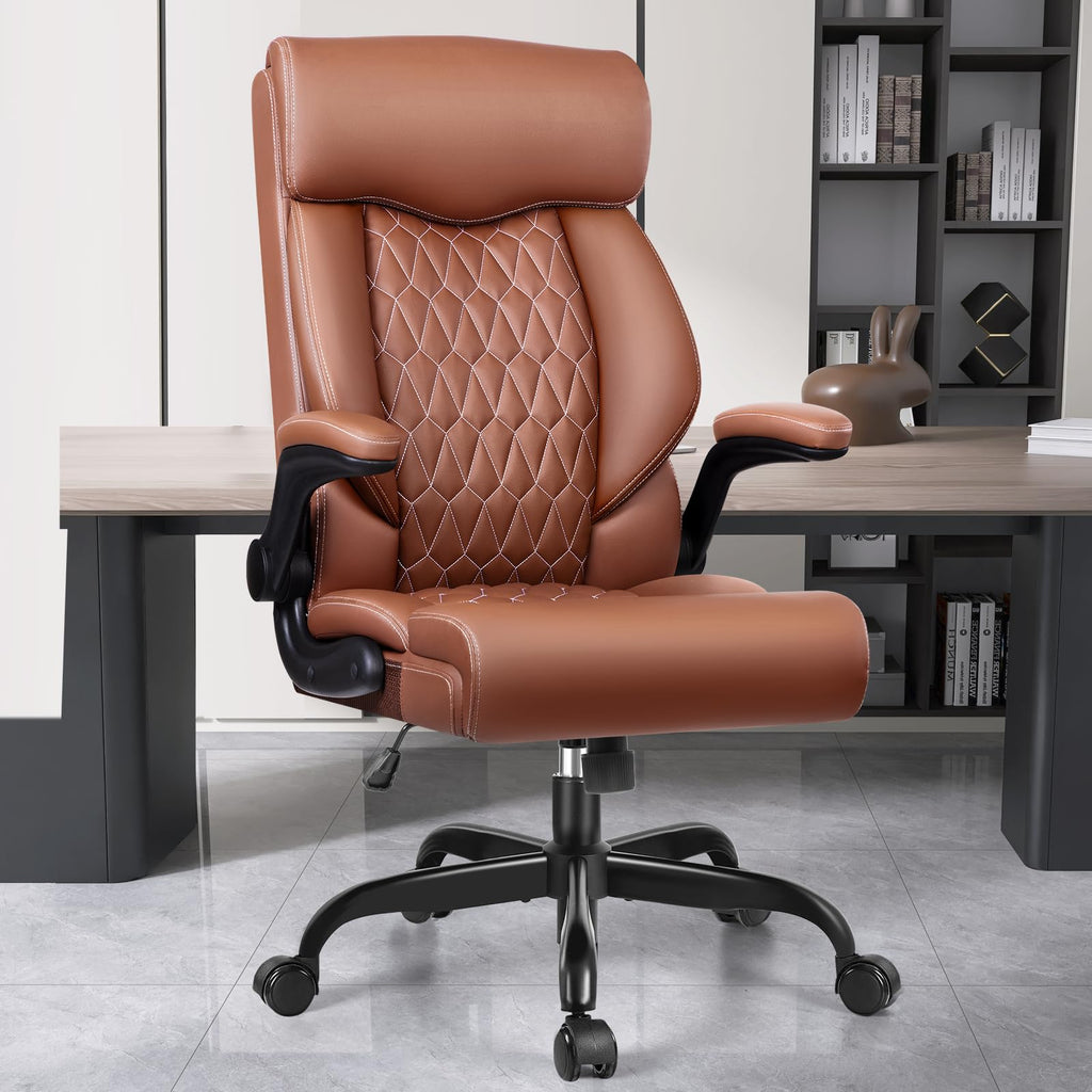 High Back Ergonomic Leather Office Chair with Flip-Up Armrests M3805