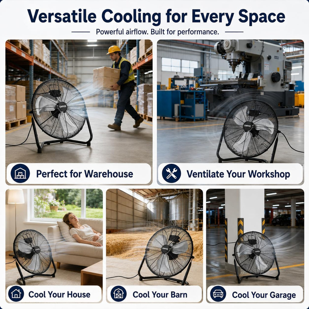 20 Inch Industrial Floor Fan, 3 Speeds, 360° Tilt S399048