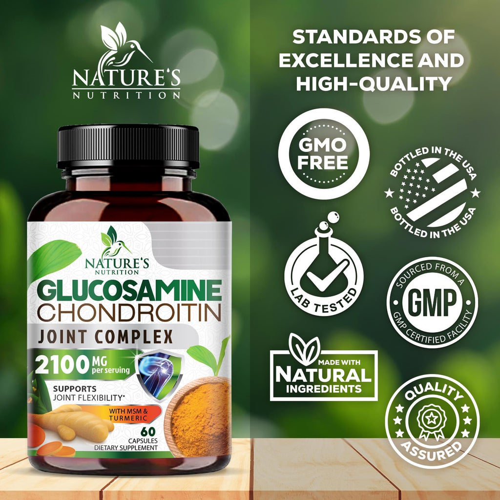 Glucosamine Chondroitin MSM 2100mg Joint Support Supplement with Turmeric & Boswellia 60 Capsules X85899