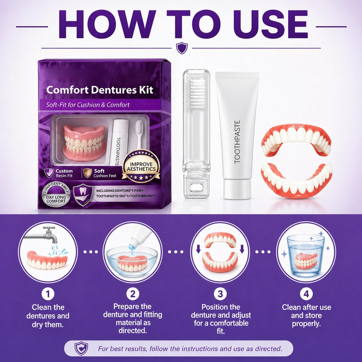 Silicone Dentures Upper & Lower Set A50843