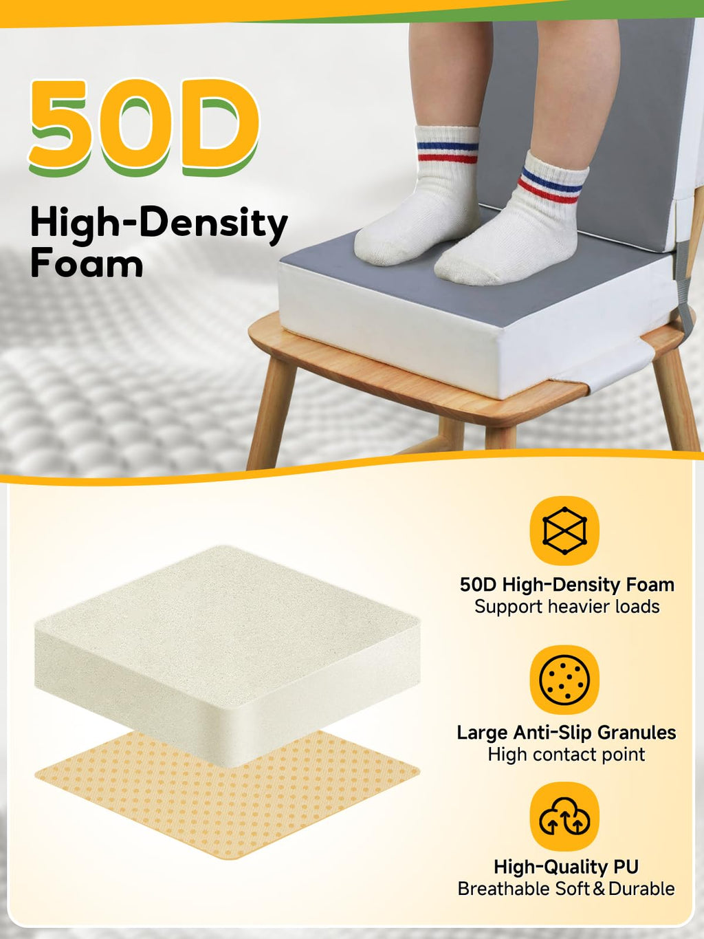 Grey Toddler Booster Seat for Kitchen Chair I77015