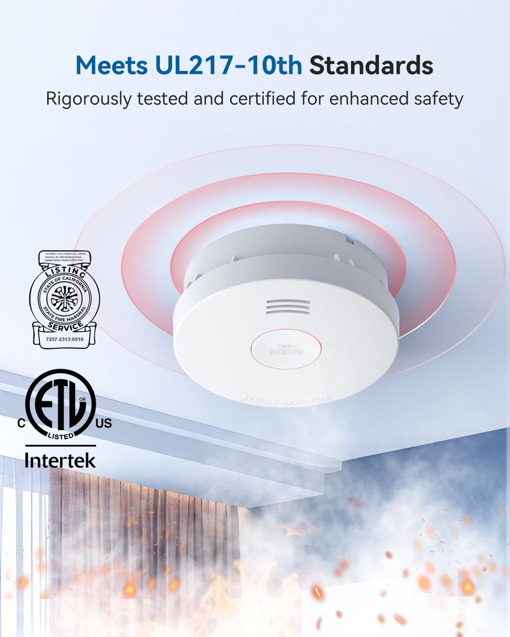 Smoke Detector 10 Year Battery Smoke Alarm E2954
