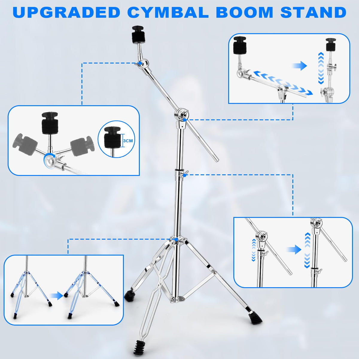 Adjustable 2 Pack Cymbal Boom Stand D941406