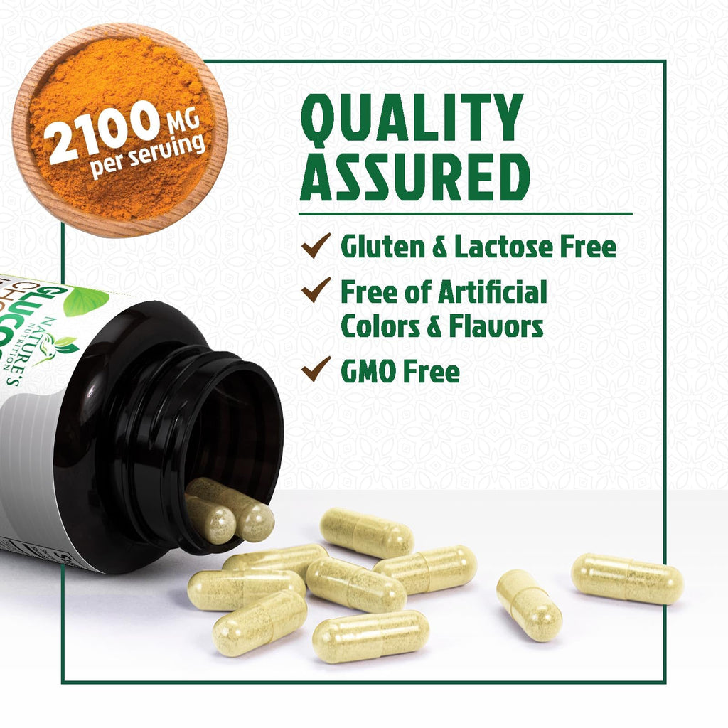 Glucosamine Chondroitin MSM 2100mg Joint Support Supplement with Turmeric & Boswellia 60 Capsules X85899