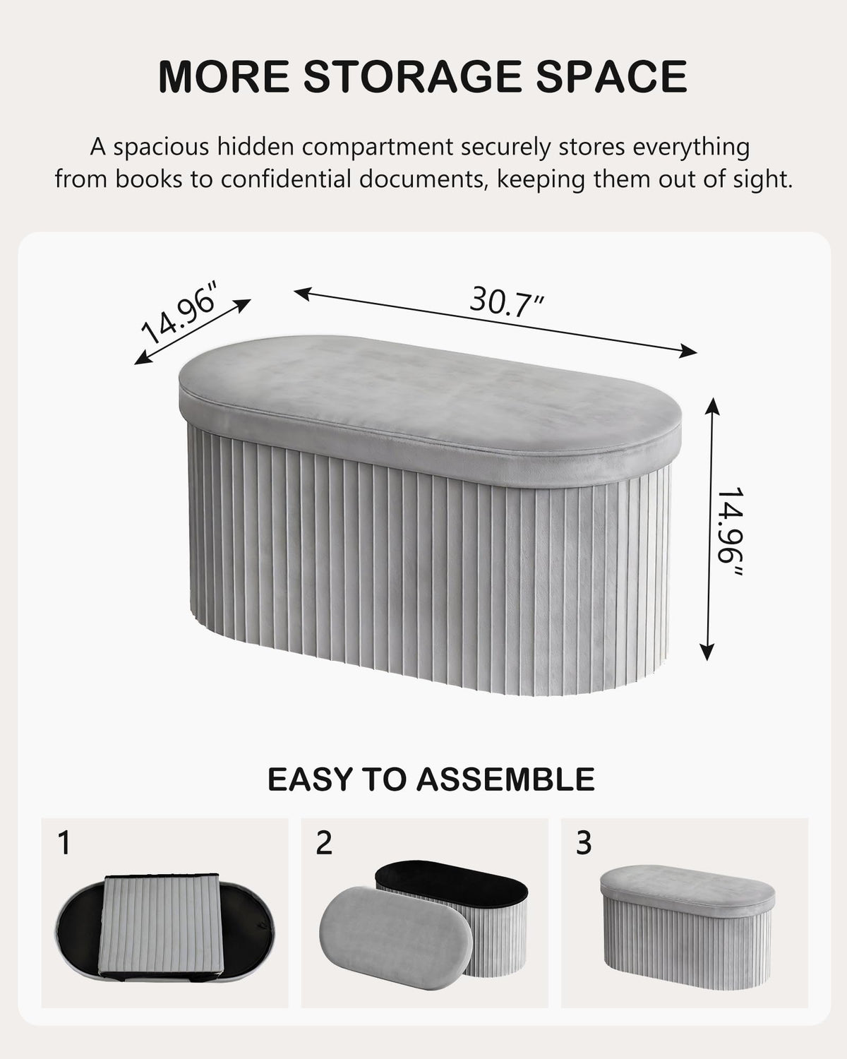 Folding Velvet Storage Ottoman R608472