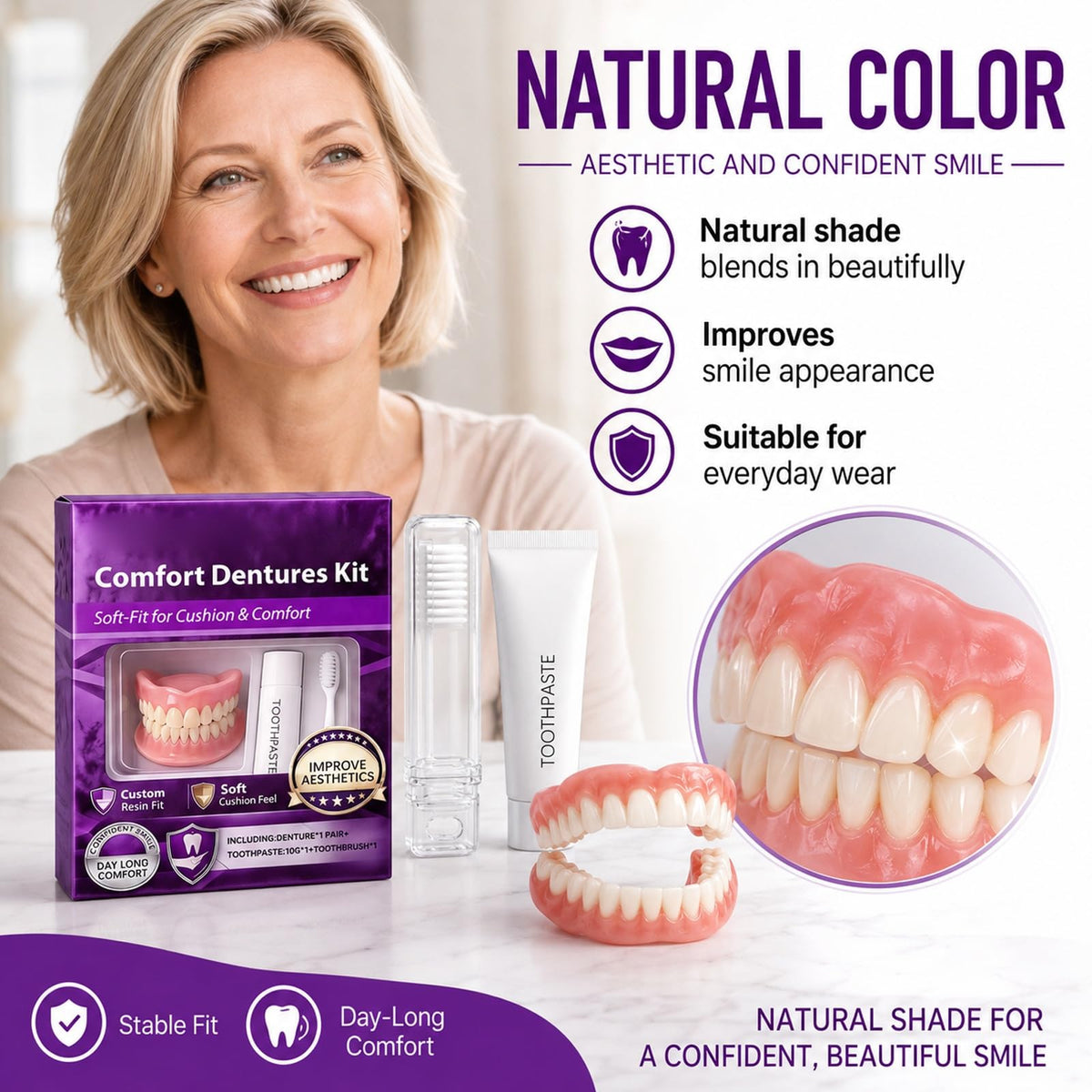 Silicone Dentures Upper & Lower Set A50843
