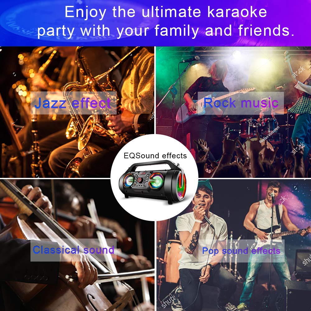 Portable Bluetooth Speaker with Subwoofer, FM Radio, RGB Lights, 30W M56977
