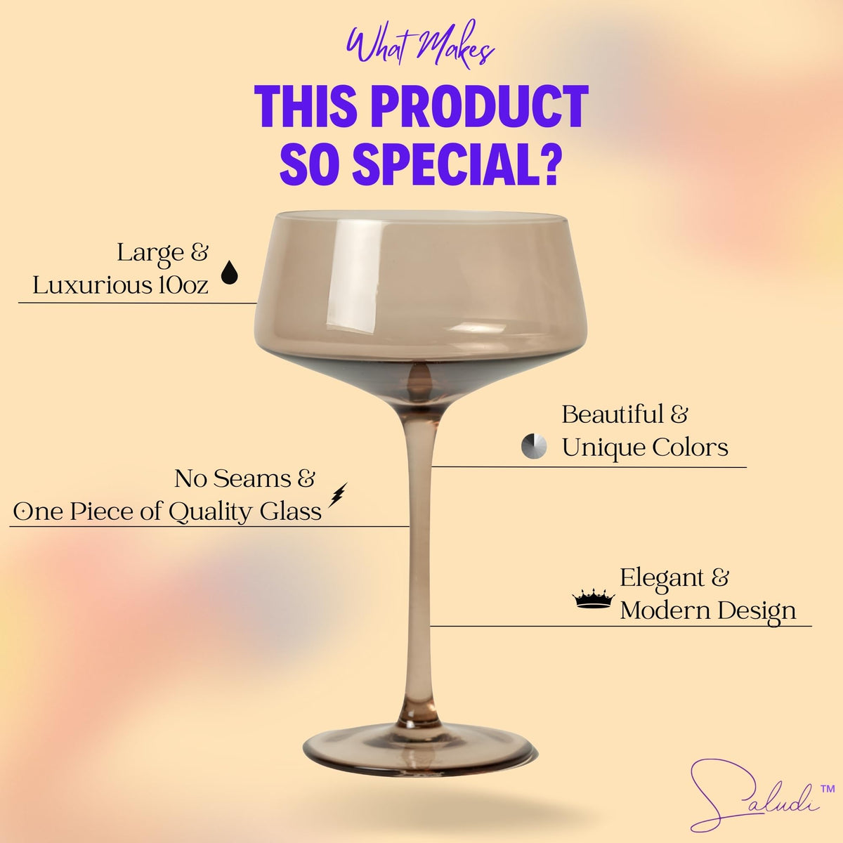 Colored Coupe Glasses Set of 6 W602611