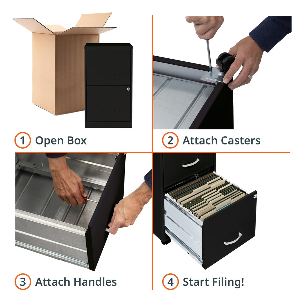 2-Drawer Mobile File Cabinet, Black R886