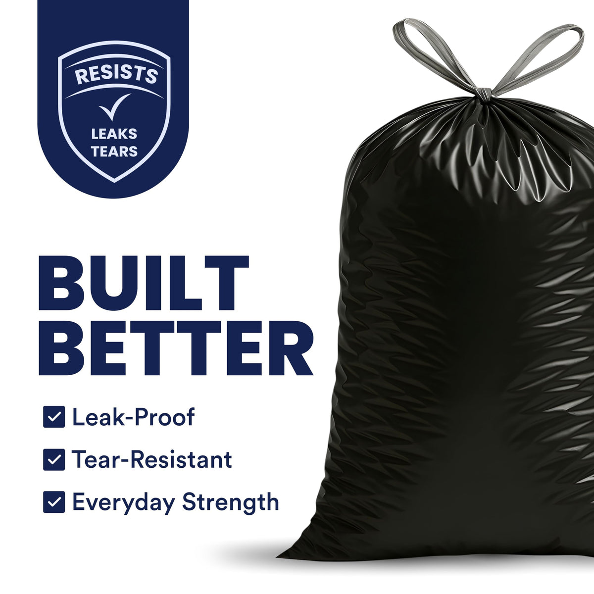 32-33 Gallon 1.2 Mil Black Drawstring Trash Bags, 100 Count G2005