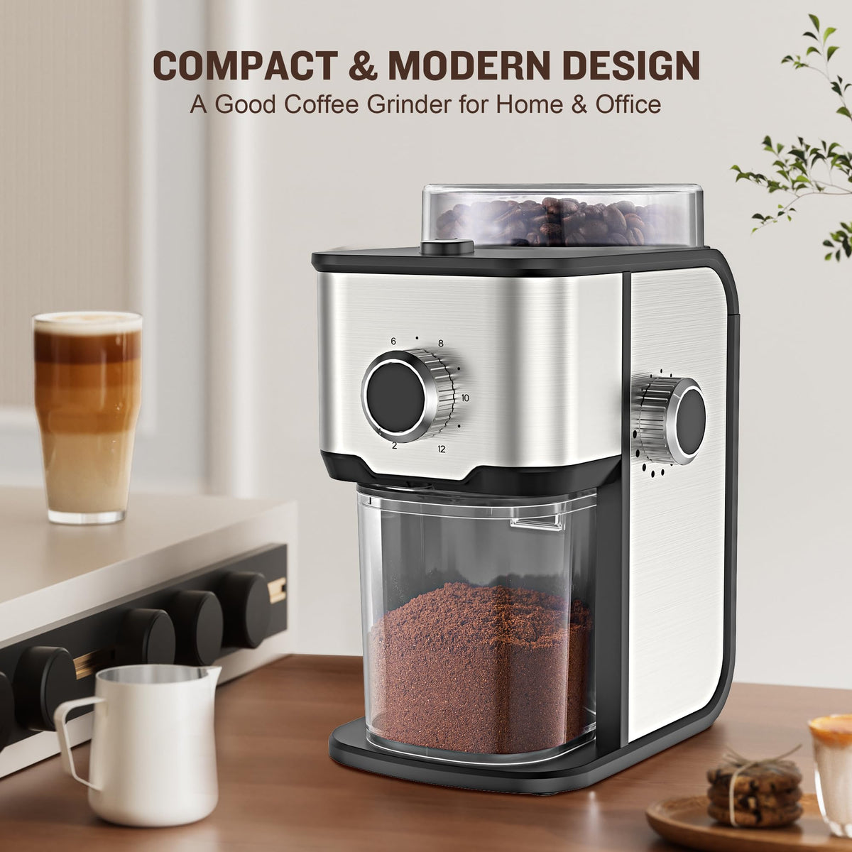 Adjustable Electric Burr Coffee Grinder with 14 Grinding Settings U98652