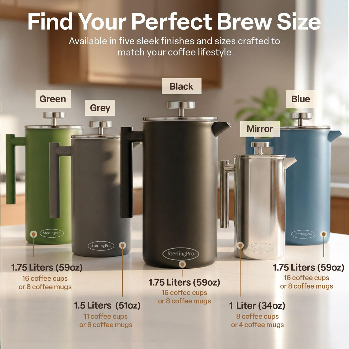 Extra Large Insulated Stainless Steel French Press Coffee Maker 2L N1529