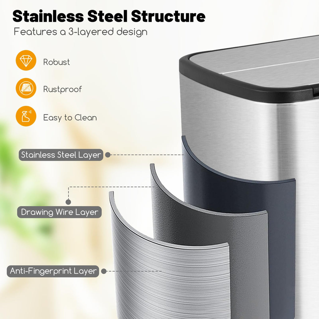 12 Gallon Stainless Steel Kitchen Trash Can K510