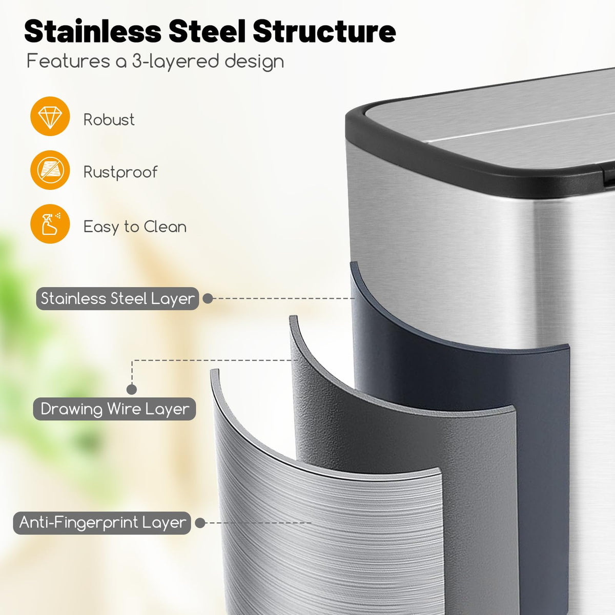 12 Gallon Stainless Steel Kitchen Trash Can K510