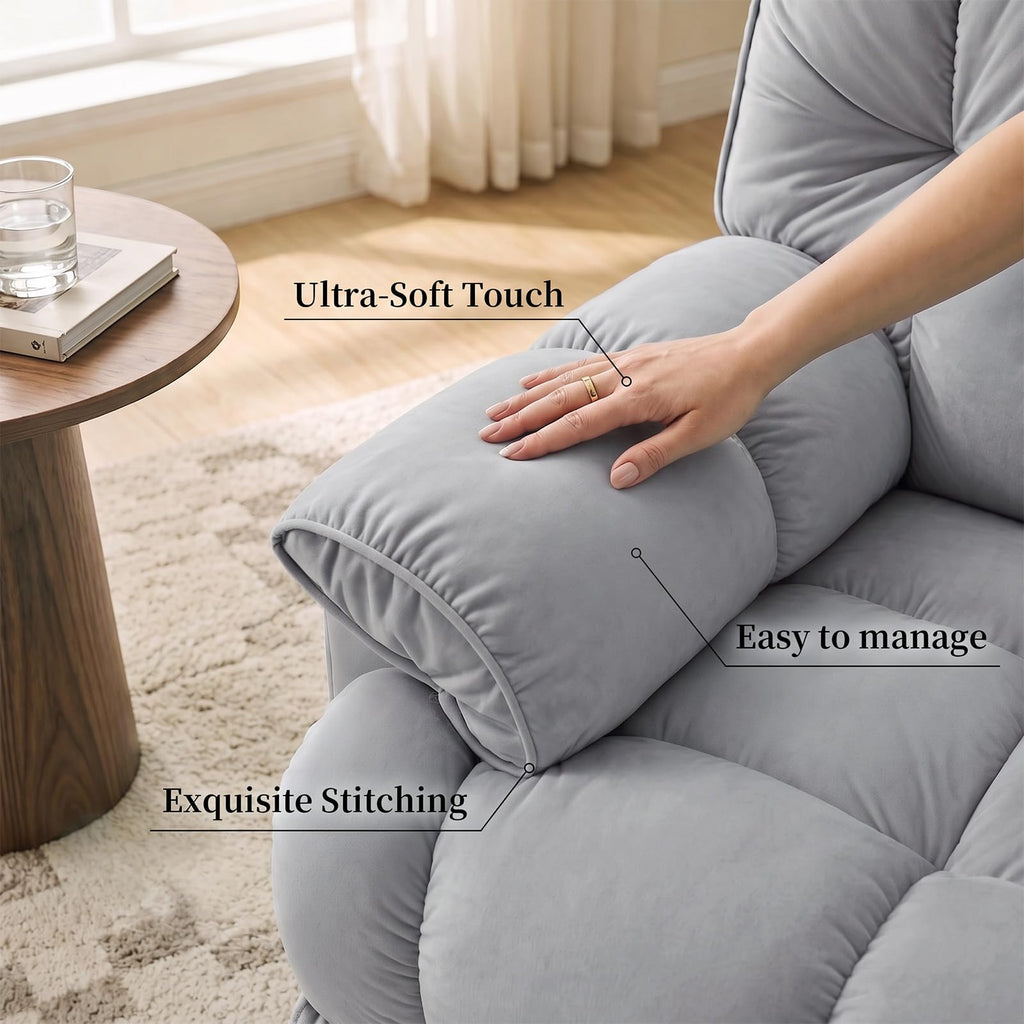 Velvet Swivel Recliner Accent Chair with Detachable Side Phone Holder V266