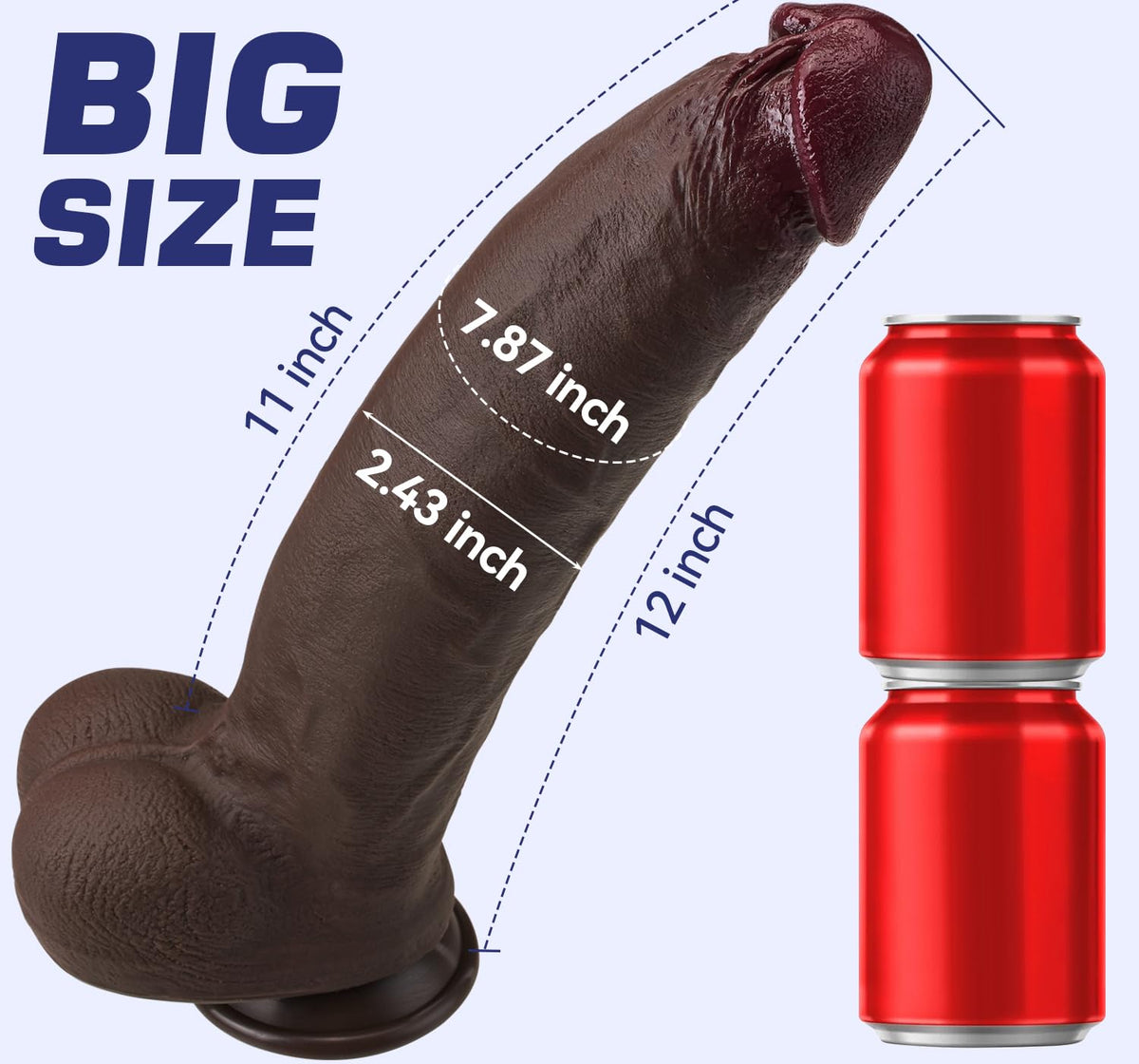 12 Inch Black Realistic Dildo with Suction Cup O803796