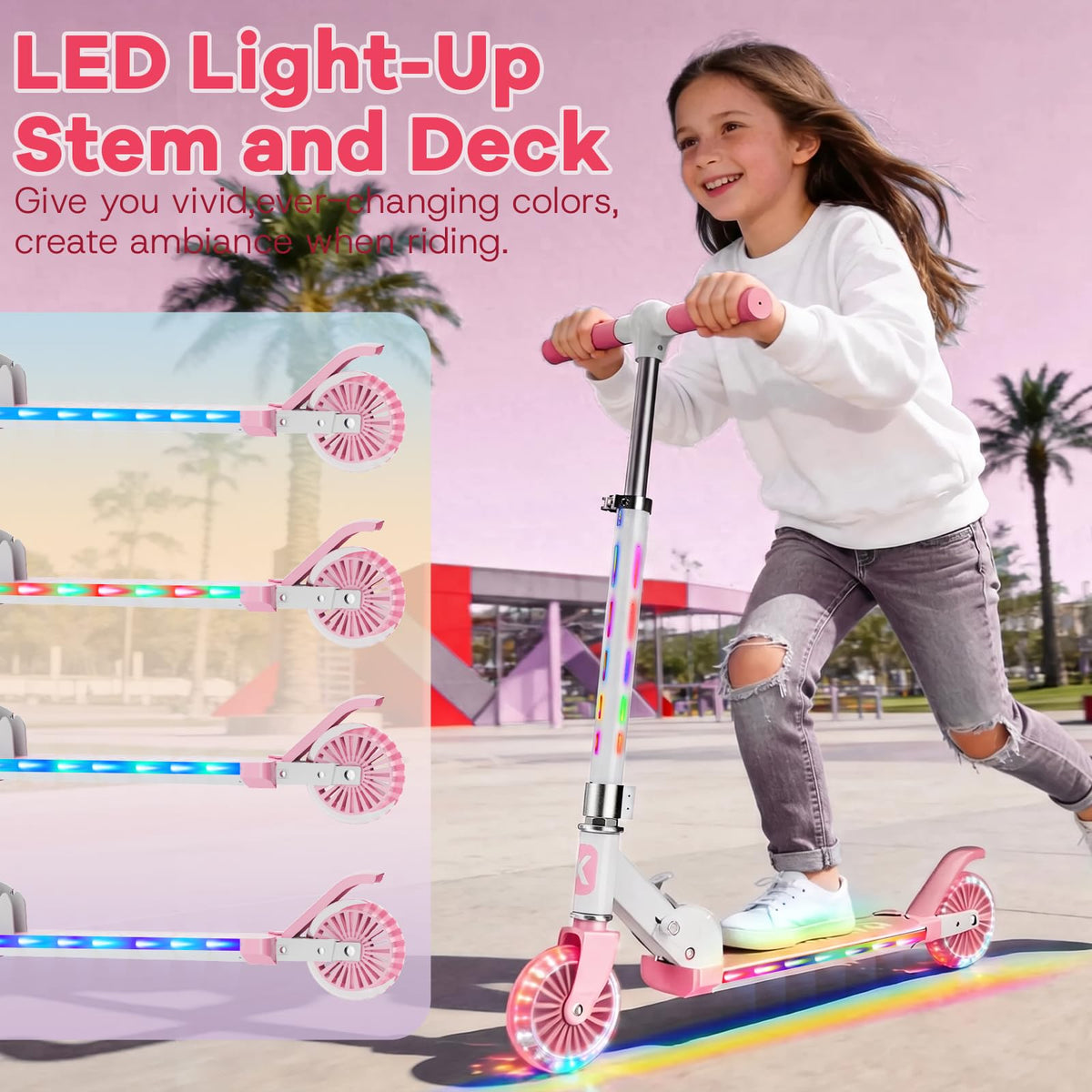 2 Wheel Light Up Wheels LED Stem Kick Scooter C614256