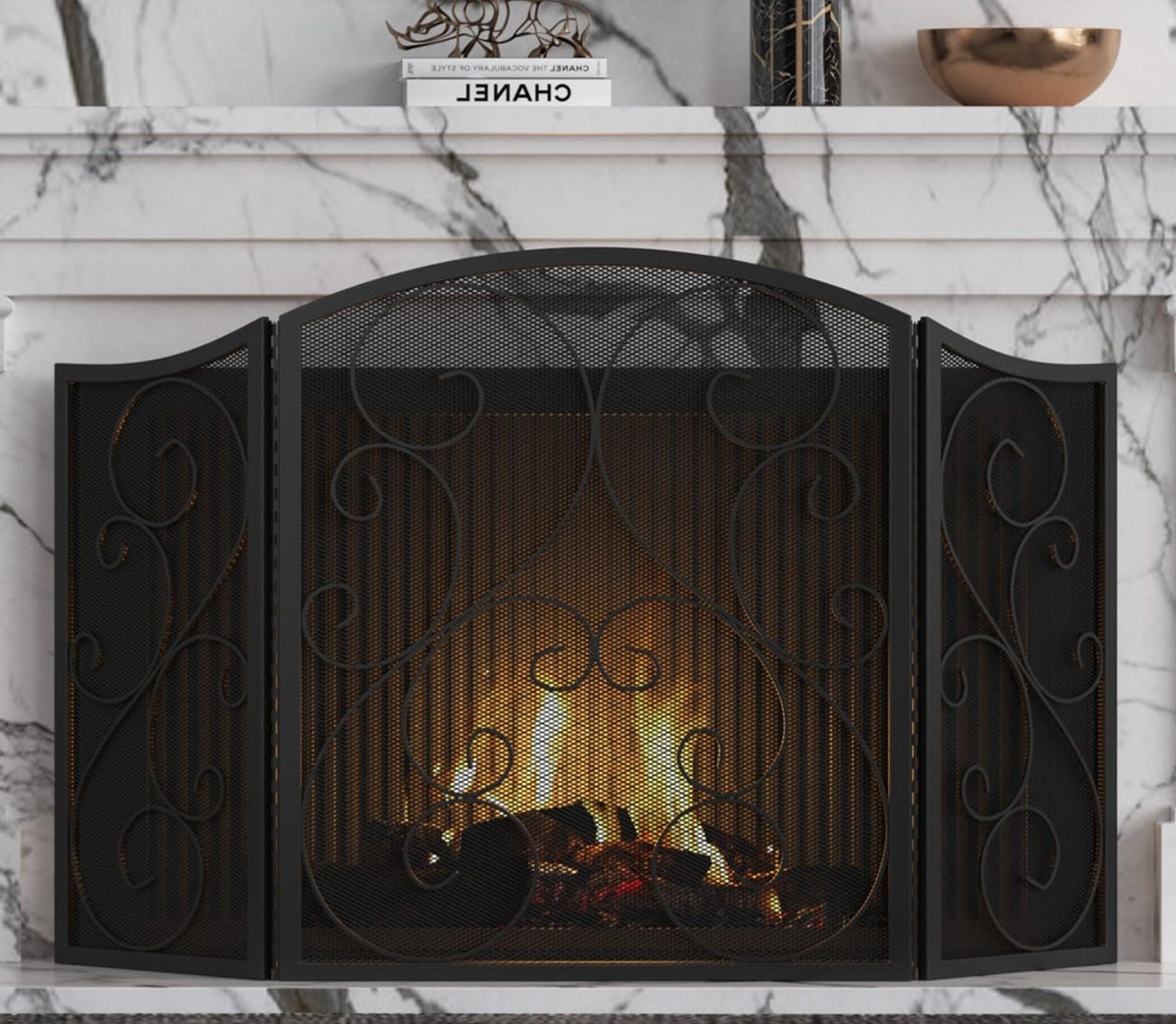 Wrought Iron Fireplace Screen 48×30 Inch R958