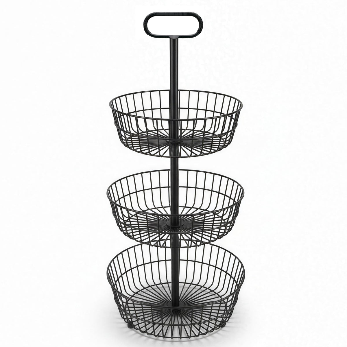 3-Tier Metal Round Standing Fruit Basket with Handle P35857