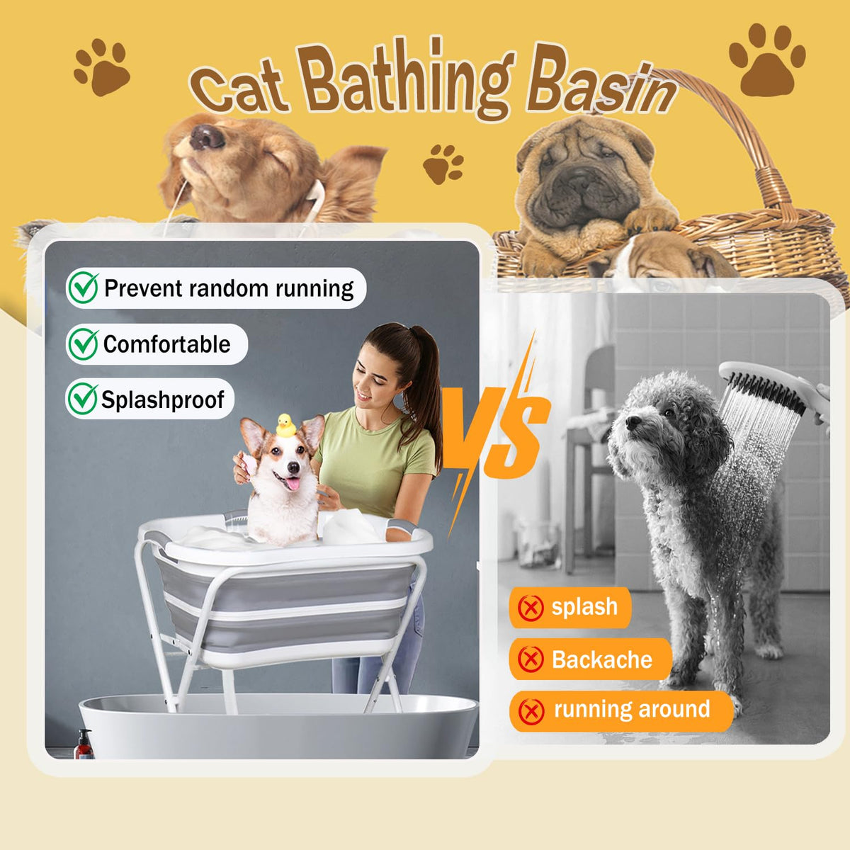 Portable Collapsible Elevated Pet Tub with Built-in Drainage System I9525