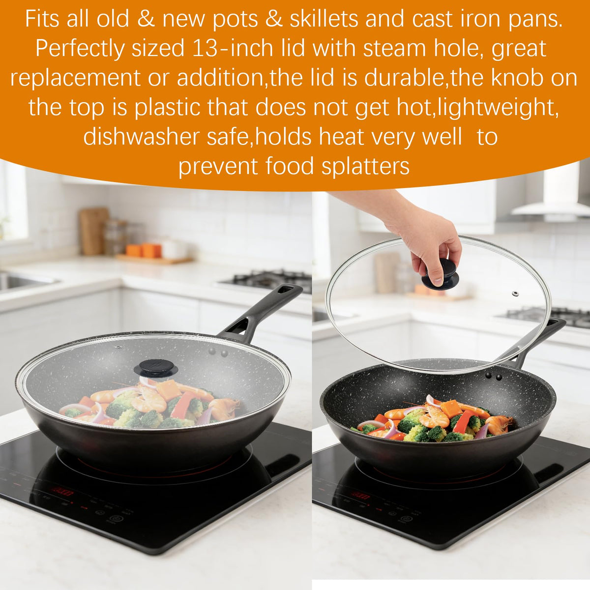 13 Inch Clear Tempered Glass Pan Lid Y4326
