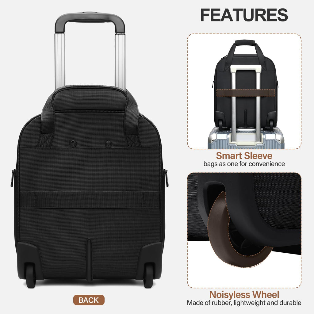 16-Inch Underseat Carry on Luggage with Wheels Black W4975
