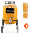 2 Gallon Glass Beverage Dispenser with Stand, Lid & Ice Core H6138