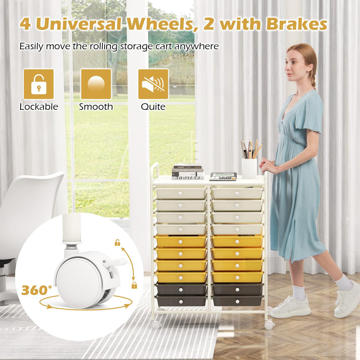 20 Drawer Rolling Storage Cart with Lockable Wheels G6098