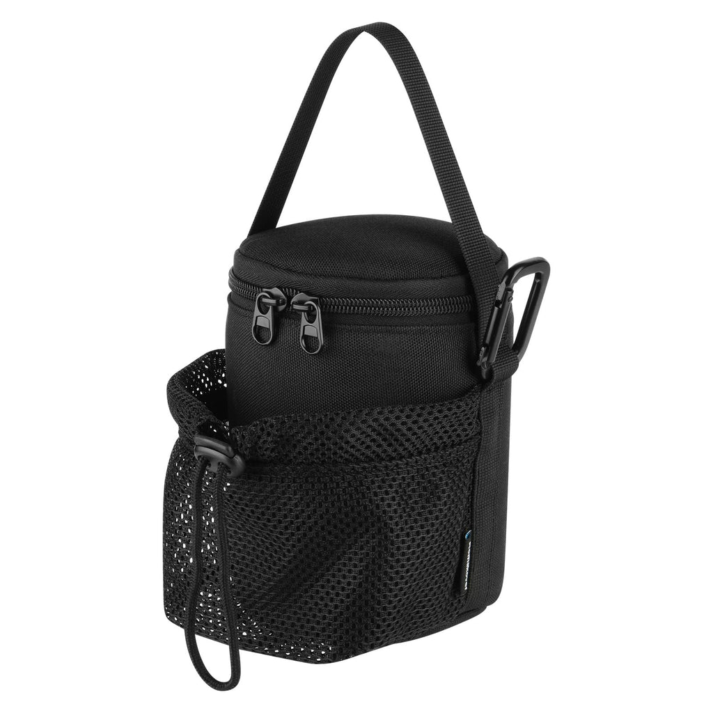 Portable Mosquito Repeller Storage Case with Metal Carabiner and Refill Pocket, Black A220