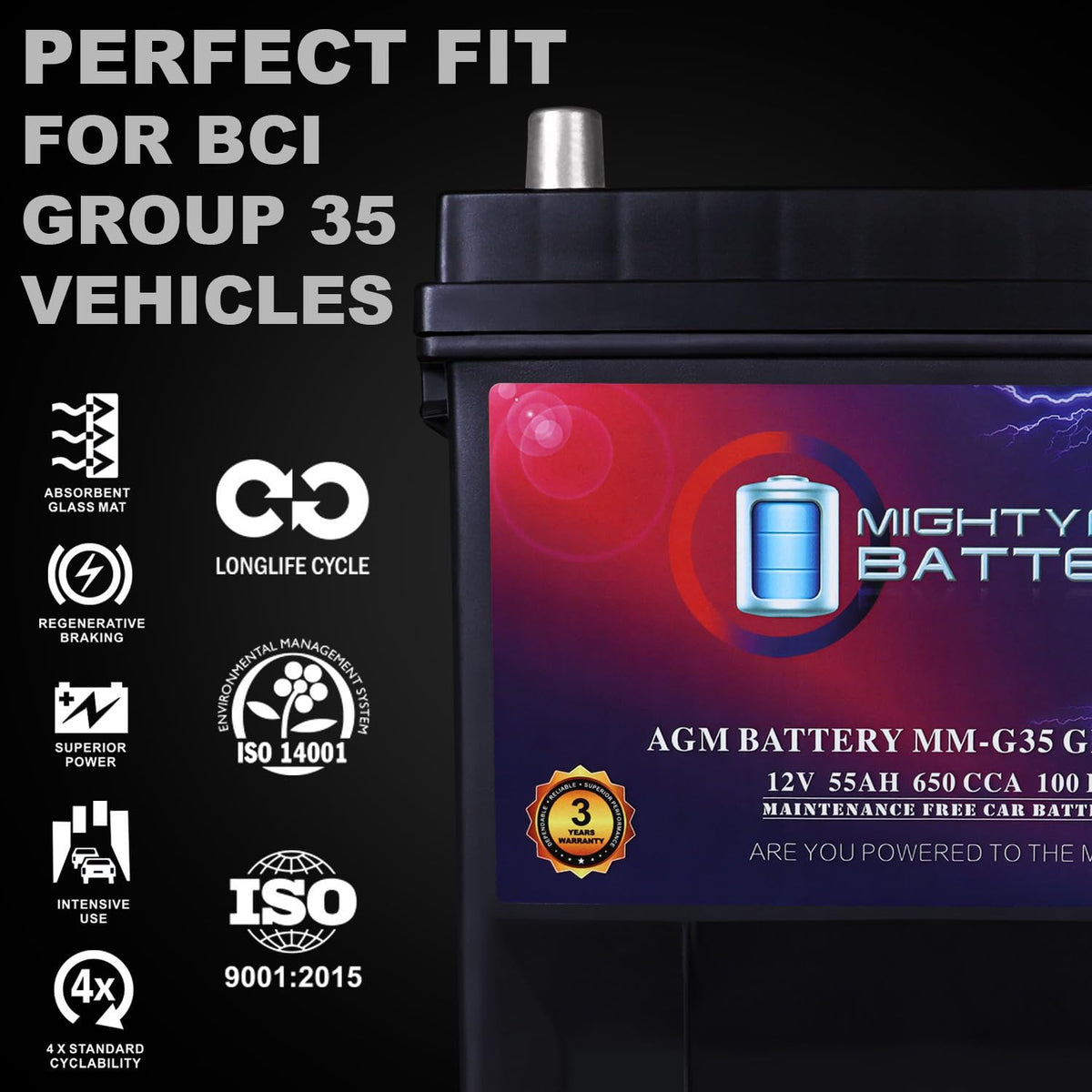 12V 55Ah AGM Replacement Battery I9902