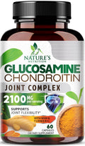 Glucosamine Chondroitin MSM 2100mg Joint Support Supplement with Turmeric & Boswellia 60 Capsules X85899