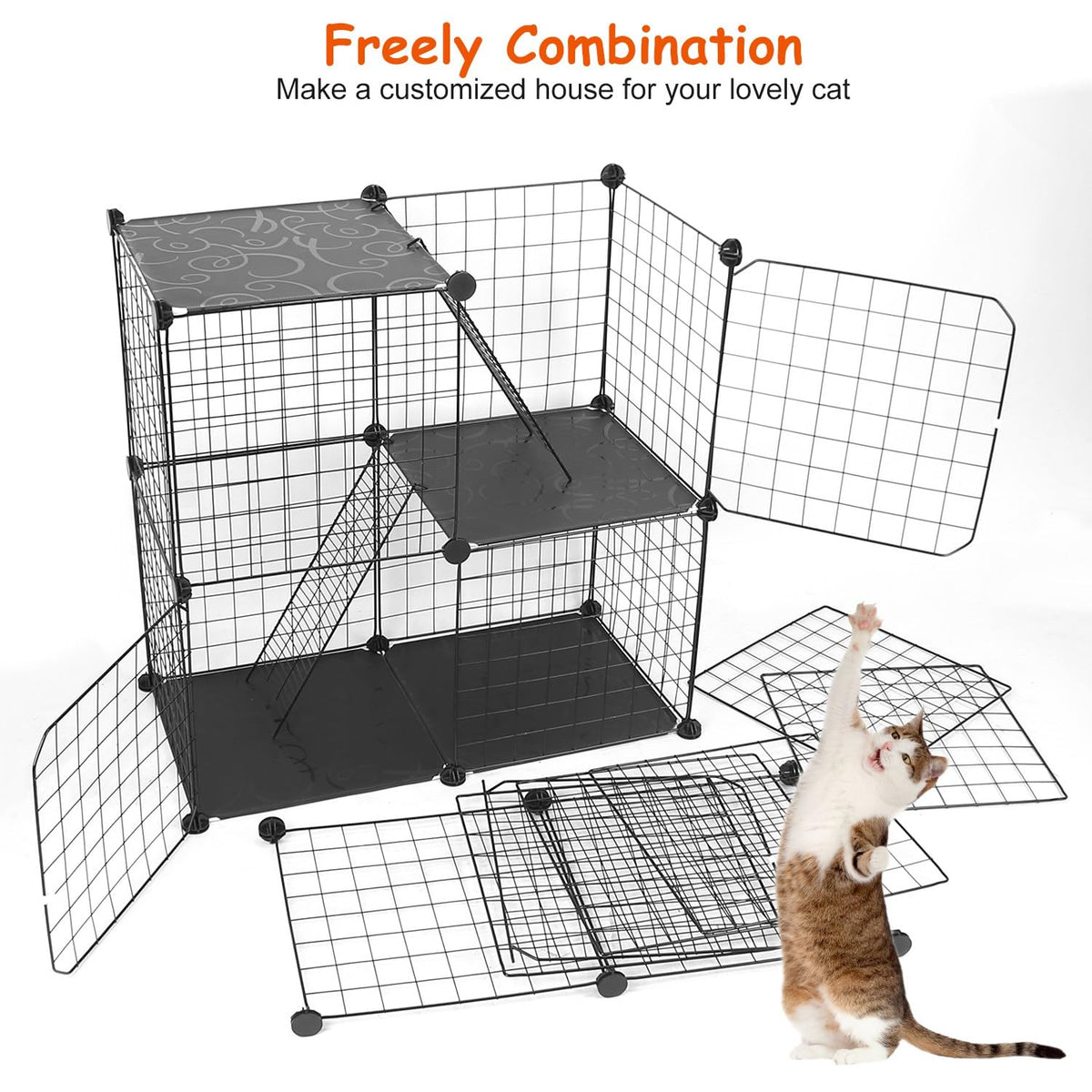 3-Tier Cat Cage with 3 Doors 2 Ramp Ladders Y363122