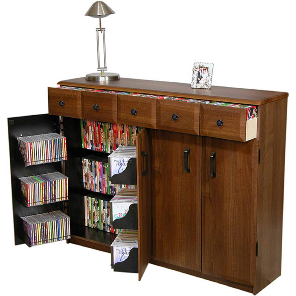 Walnut Media Cabinet with Drawers X936