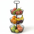3-Tier Metal Round Standing Fruit Basket with Handle P35857