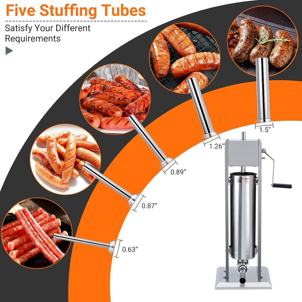 15L Sausage Stuffer with 5 Stainless Steel Tubes H145362