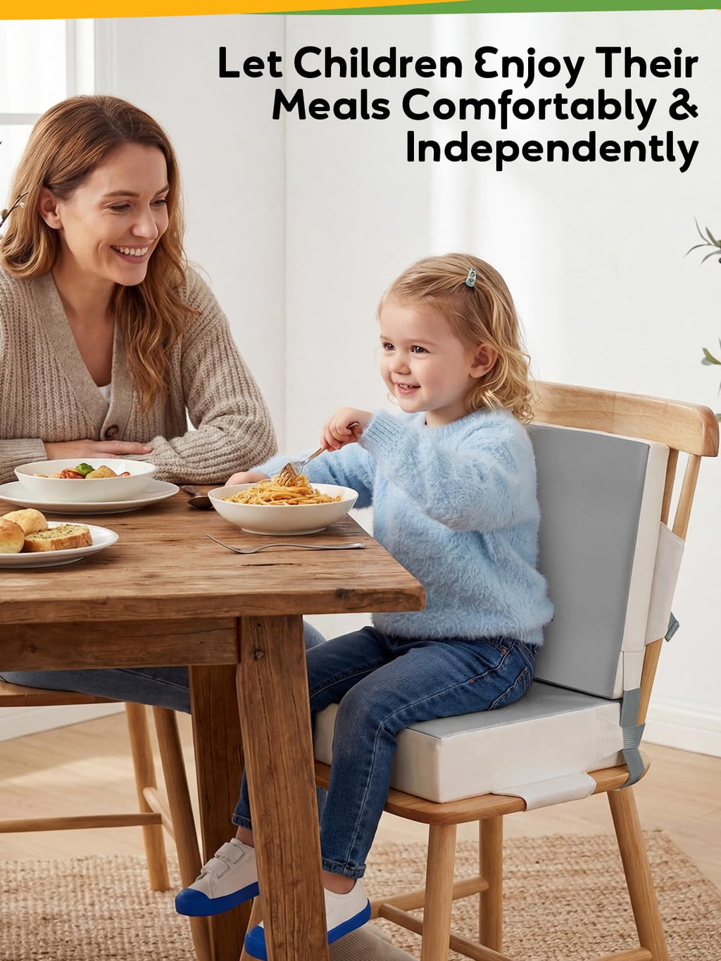 Grey Toddler Booster Seat for Kitchen Chair I77015