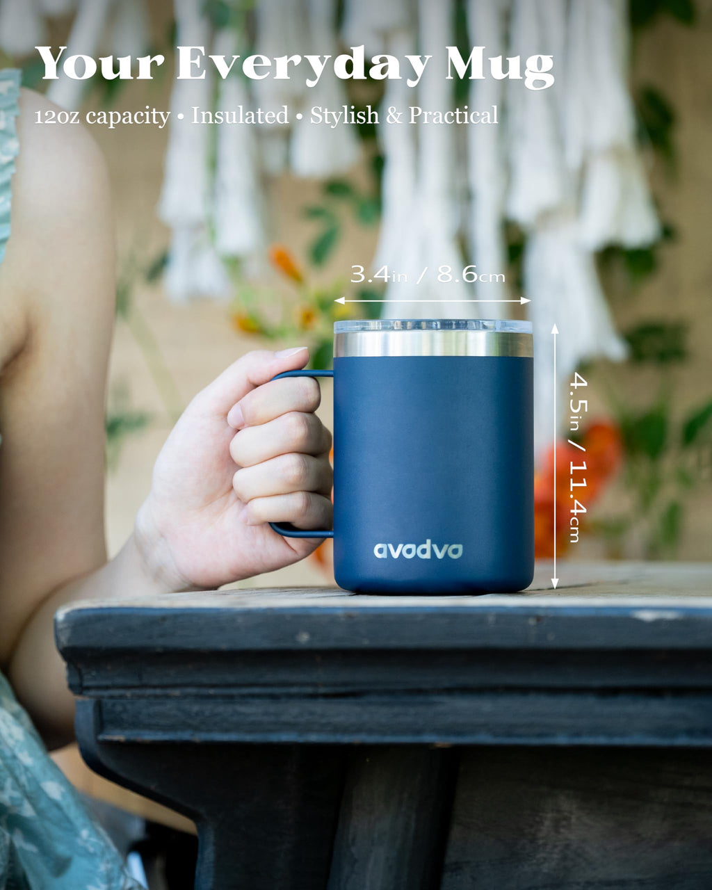12oz Insulated Stainless Steel Coffee Mug with Lid Set of 2 U2392