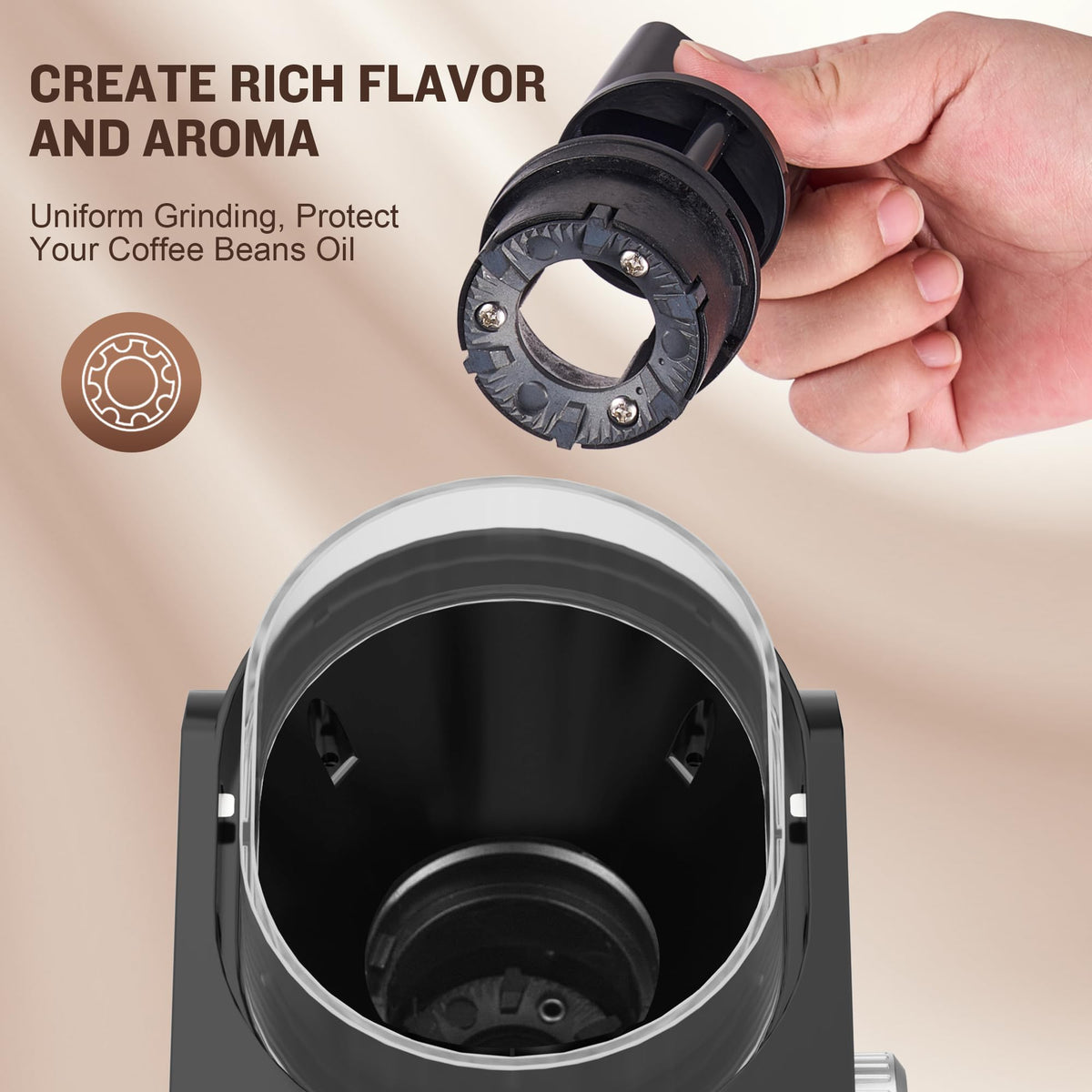 Adjustable Electric Burr Coffee Grinder with 14 Grinding Settings U98652