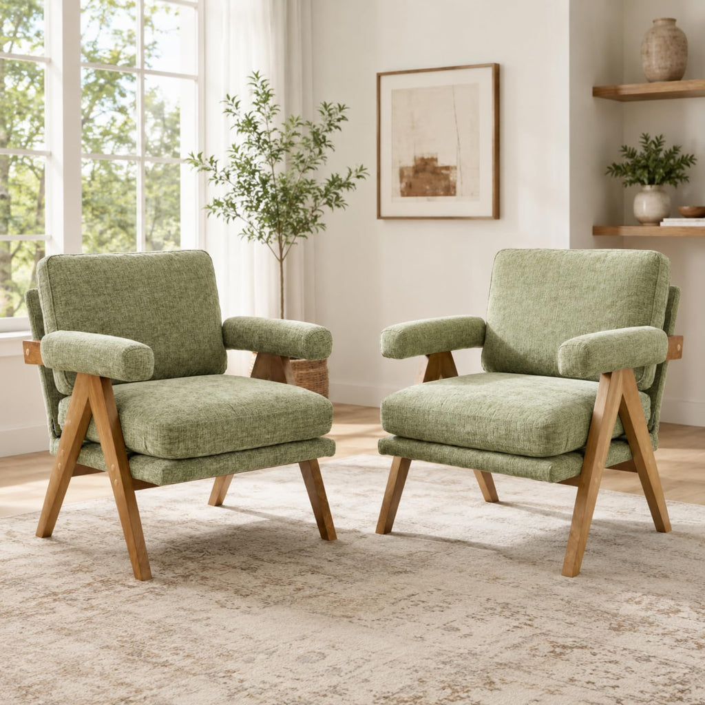 Green Mid-Century Accent Chair Set of 2 K994