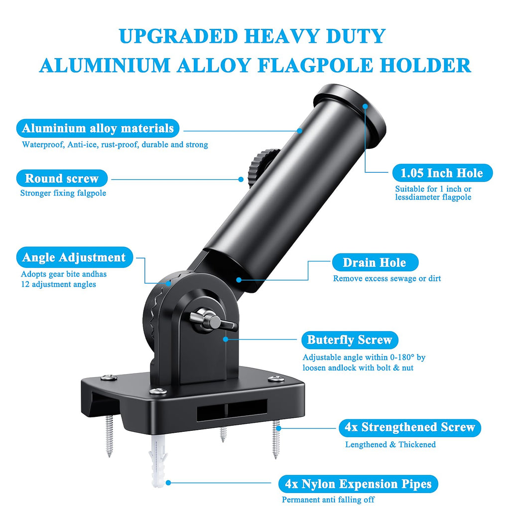 Adjustable Heavy Duty Aluminum Flag Pole Holder J313533