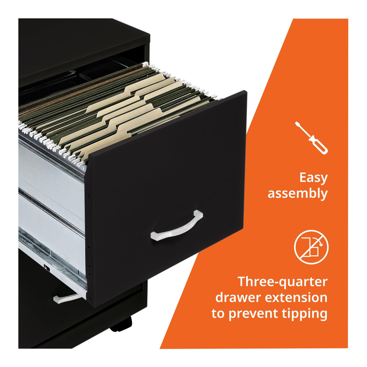 2-Drawer Mobile File Cabinet, Black R886